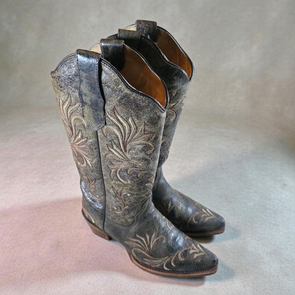 Circle G Corral Cowgirl Boots Filigree Brown Snip Toe Western Rustic Womens 6.5